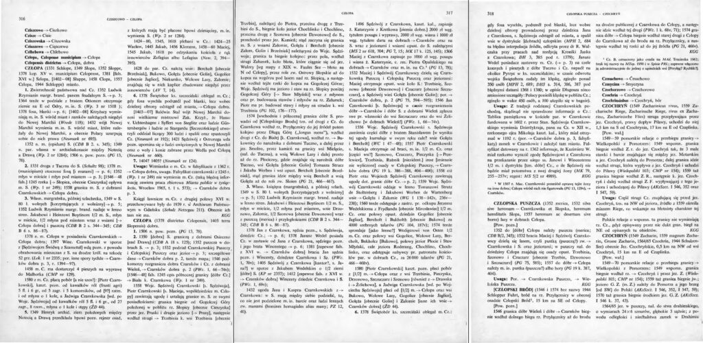 Skany stron 316, 317 i 318 ze "Słownika historyczno-geograficznego województwa poznańskiego w średniowieczu"