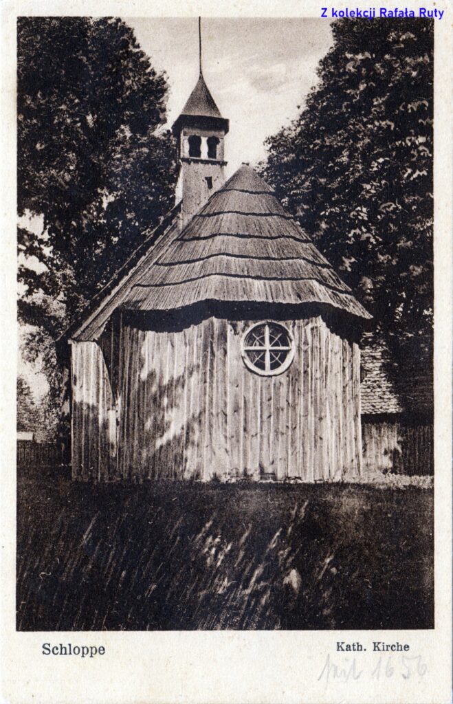 10. Kościół katolicki pod wezwaniem świętego Wojciecha w Człopie; pocztówka bez obiegu, lata 1920.-1930., wydawca Wilhelm Winter, Friedeberg Nm. [Neumark – Nowa Marchia]/Strzelce Krajeńskie. Ze zbiorów Rafała Ruty