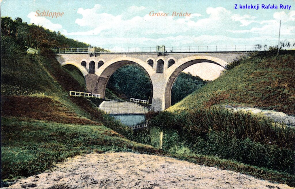 11. Most kolejowy w Człopie – widok od wschodu; pocztówka bez obiegu, rok 1909, wydawca Charles Lehmann, Berlin. Ze zbiorów Rafała Ruty