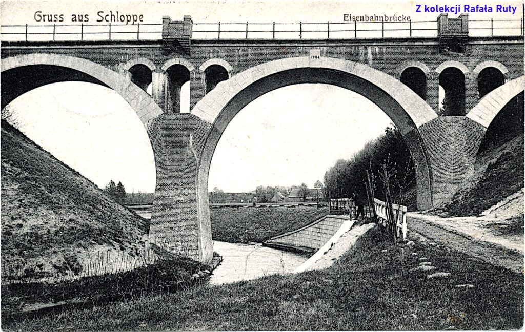 12. Most kolejowy w Człopie – widok od zachodu; pocztówka z obiegu, rok 1916, wydawca Paul Jancke, Berlin. Ze zbiorów Rafała Ruty